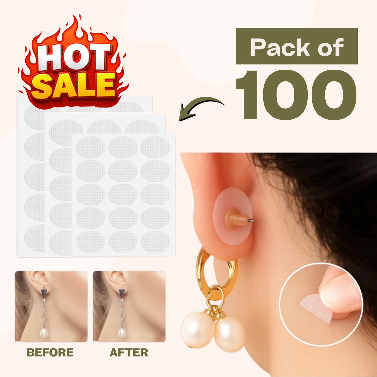 Earring Lift & Support Patches (100 Pcs) | No Droop, No Pain!