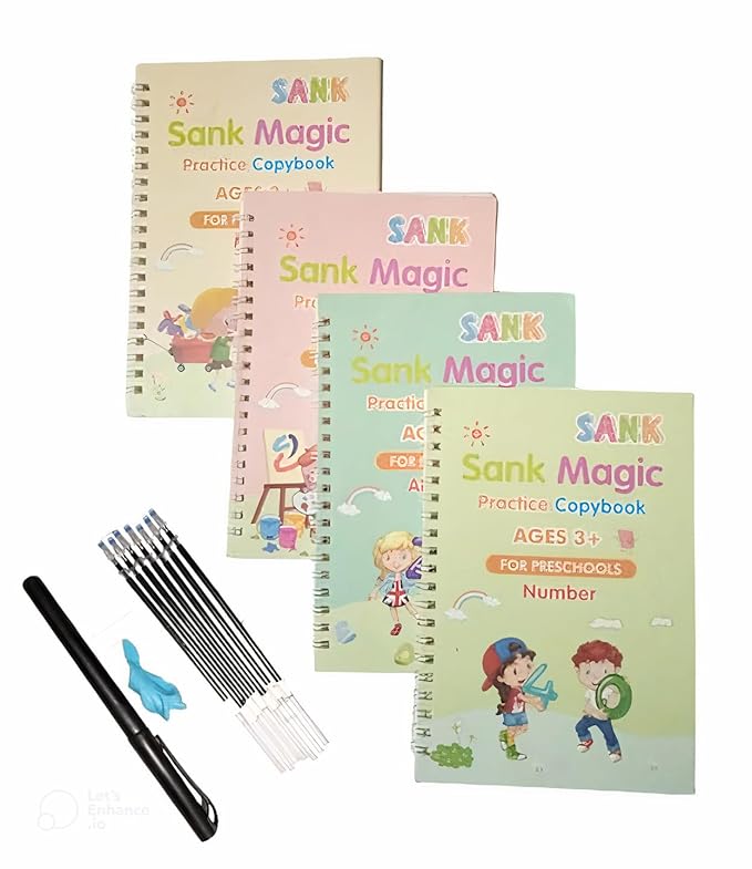 Magic Handwriting Copybook Kit – 4-in-1 Learning Set for Kids