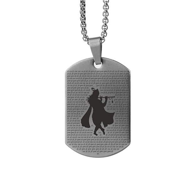 Divine Krishna Tag Necklace – Premium Stainless Steel Spiritual Necklace