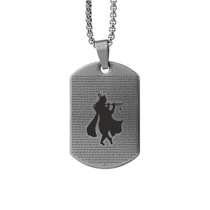 Divine Krishna Tag Necklace – Premium Stainless Steel Spiritual Necklace